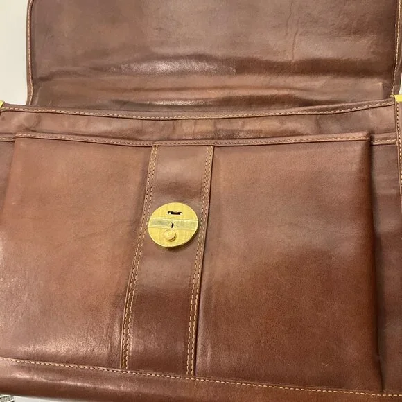 VTG Sudhaus 80's Leather Briefcase Key Detachable Strap Minimalist Old Money - Picture 15 of 17